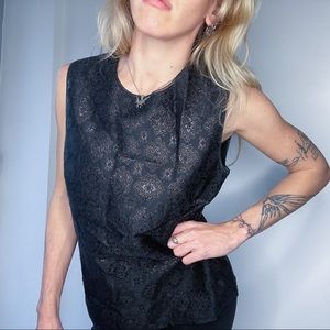 Prada black brocade sheath blouse